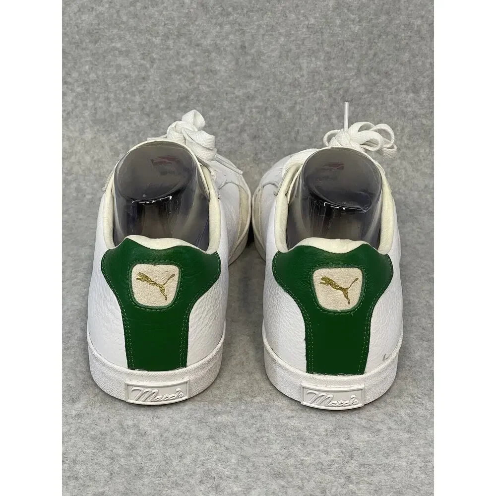 Puma Match Vulc Mens White Green Leather Casual Shoes Sneakers Size 10